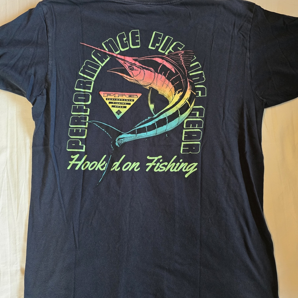 Columbia Navy Performance Fishing Tee with Marlin Graphic